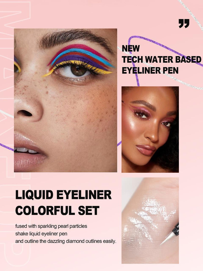 ✨ Metallic Liquid Eyeliner Set - 6 Vibrant Colors 🌈